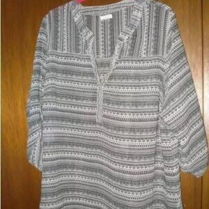 1X Antilia Femme Black and White Geometric Patterned Shirt Top Blouse 18 20